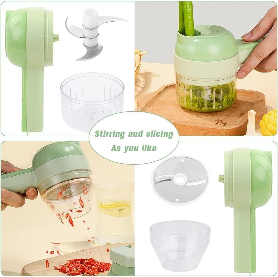 4-in-1 Electric Vegetable Cutter – Multi-Function Food Processor with Chopper, Slicer, Shredder, and Dicer for Versatile Kitchen Use, Includes Electric Vegetable Grater and Slicer