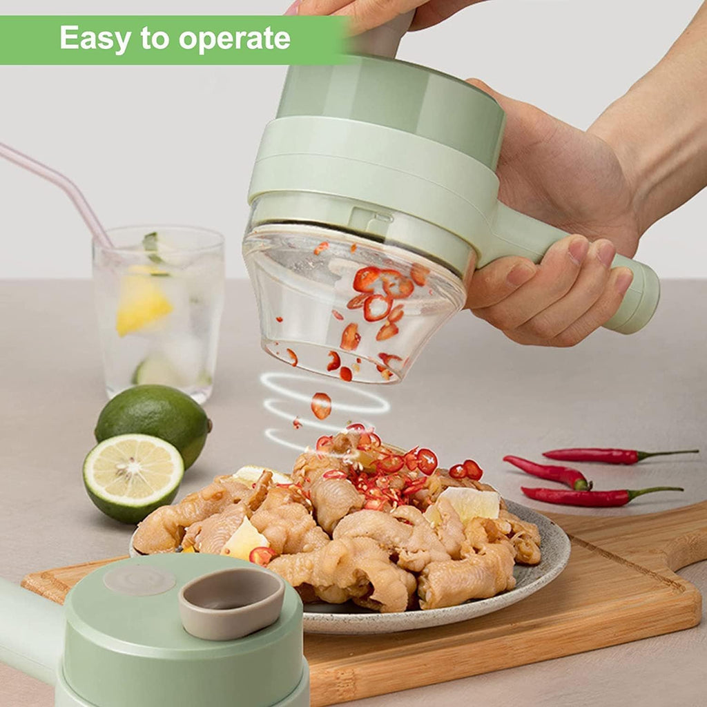 4-in-1 Electric Vegetable Cutter – Multi-Function Food Processor with Chopper, Slicer, Shredder, and Dicer for Versatile Kitchen Use, Includes Electric Vegetable Grater and Slicer