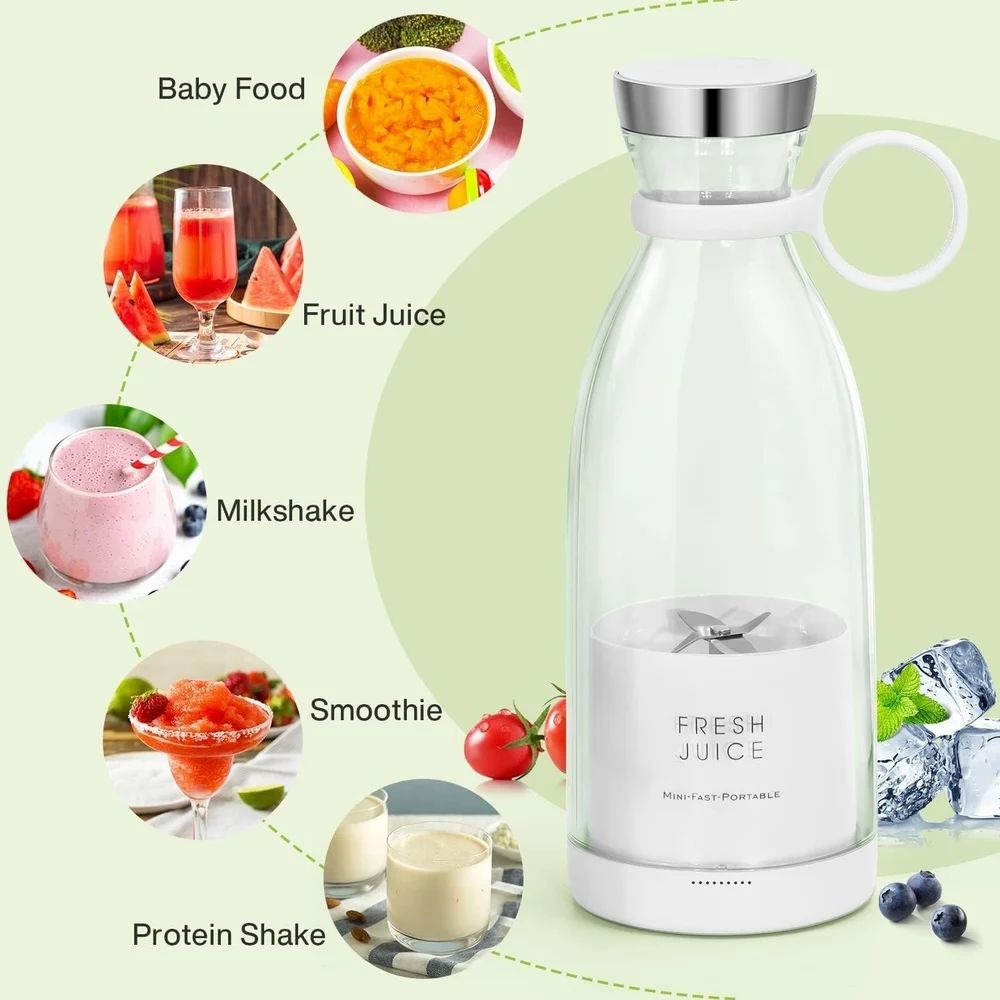 Portable Blender, USB Rechargeable Mini Juicer Blender, Electric Juicer Bottle Blender