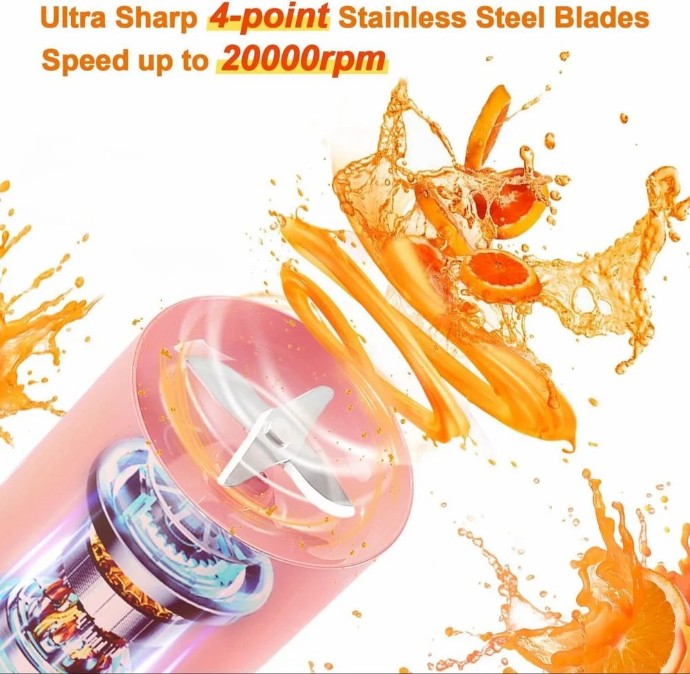 Portable Blender, USB Rechargeable Mini Juicer Blender, Electric Juicer Bottle Blender